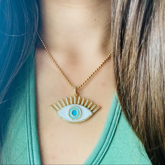 Evil Eye with Lashes Necklace - Picture 2 of 10